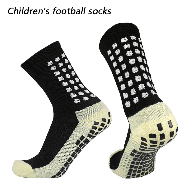 New 35-40 children breathable sports soccer socks square silicone non-slip grip football socks